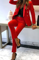 Women's suit two-piece elegant, formal pants, office, solid color