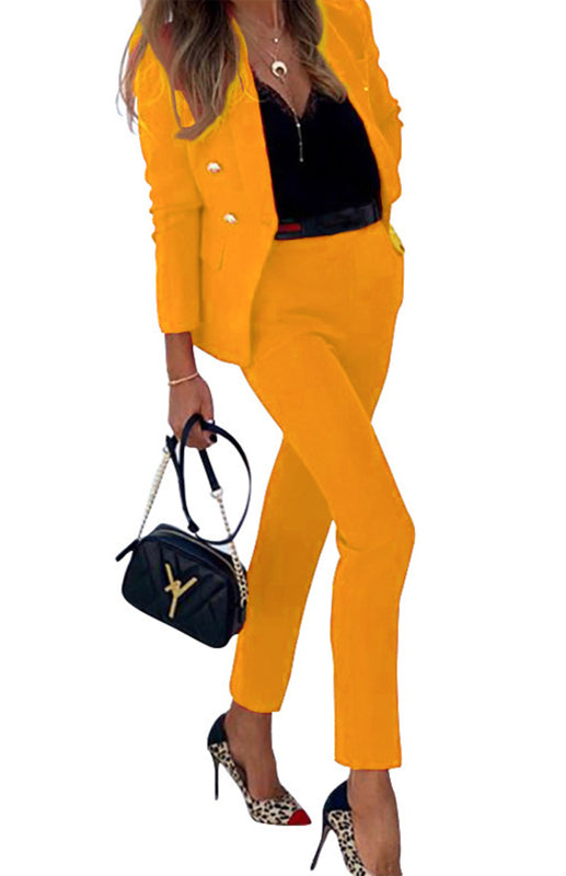 Women's suit two-piece elegant, formal pants, office, solid color