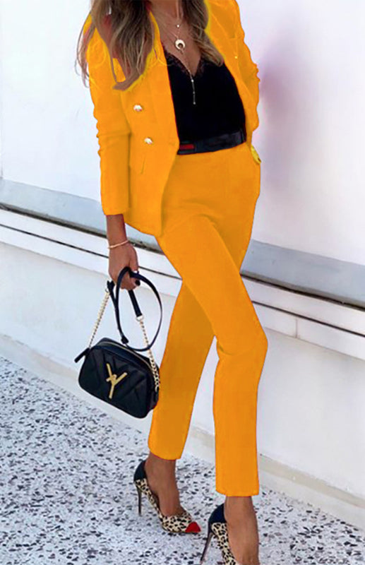 Women's suit two-piece elegant, formal pants, office, solid color