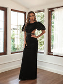 Women's evening dress backless sexy elegant  puffed sleeves