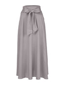 Women's Skirt long flared elegant with bow tie, high waist, casual