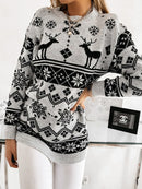 Women's sweater Christmas knitted, long sleeves and round neck, Streetwear