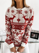 Women's sweater Christmas knitted, long sleeves and round neck, Streetwear