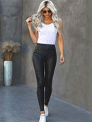Women's Leggings High Waist Black Leopard, textured Stretch-3