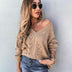 Women's sweater knitted V-neck with vibrant heart pattern, long sleeve
