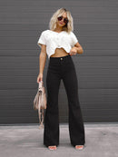 Women's pants flared corduroy elegant, high waist, casual, trendy