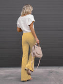 Women's pants flared corduroy elegant, high waist, casual, trendy