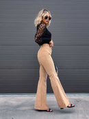 Women's pants flared corduroy elegant, high waist, casual, trendy