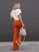 Women's pants flared corduroy elegant, high waist, casual, trendy