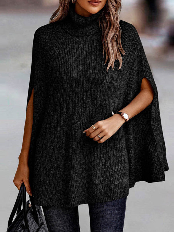 Women's Sweater Poncho knitted Thick elegant turtleneck, fashion