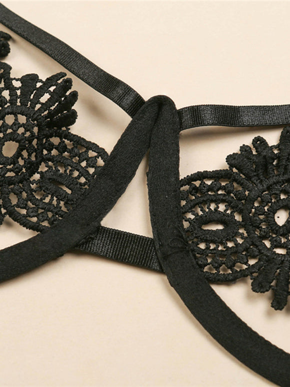 Women's lingerie set sexy lace hollow perspective