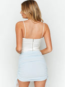 Women's Mini Skirt Black elastic adjustable thread with side drawstring