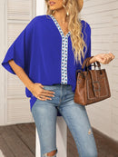 Women's shirt elegant chiffon, short sleeves, loose, casual
