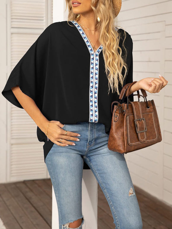 Women's shirt elegant chiffon, short sleeves, loose, casual