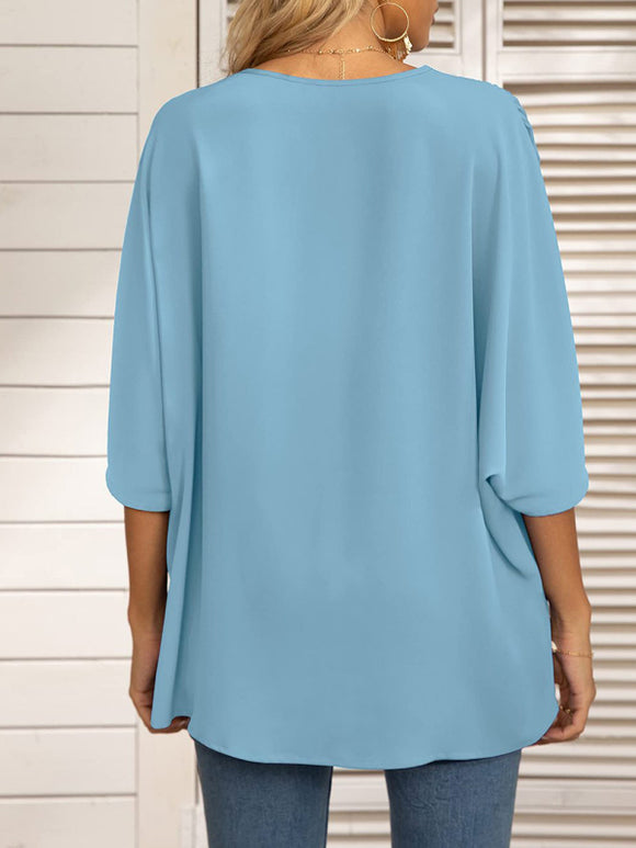Women's shirt elegant chiffon, short sleeves, loose, casual