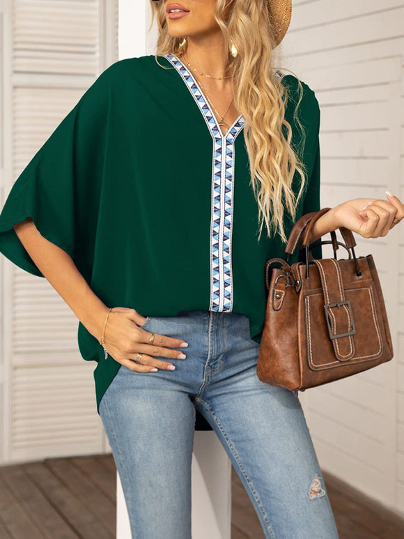 Women's shirt elegant chiffon, short sleeves, loose, casual