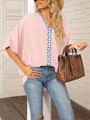 Women's shirt elegant chiffon, short sleeves, loose, casual