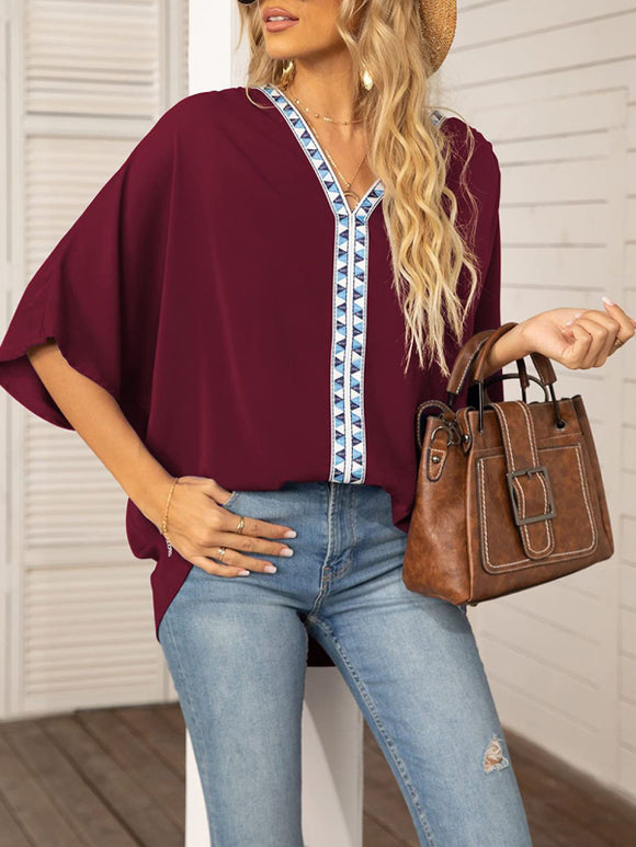 Women's shirt elegant chiffon, short sleeves, loose, casual