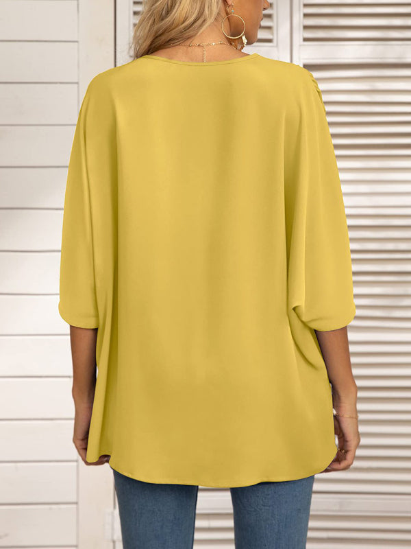 Women's shirt elegant chiffon, short sleeves, loose, casual