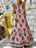 Women's Dress long elegant bohemian print, bow, beach, vintage