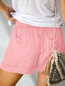 Women's Shorts with drawstring lace-up, high waist, loose with pockets-16