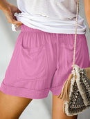 Women's Shorts with drawstring lace-up, high waist, loose with pockets-26