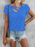 Women's T-Shirt loose short petal sleeve, solid color, v-neck, casual