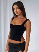 Women's Tank Top pleated sleeveless, thin chest, backless, precious