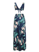 Women's Dress bohemian long beach, printed, sexy, neckline, high slit, split