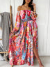 Women's Dress Bohemian style with slits elegant, sulf sleeves, large size