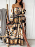 Women's Dress Bohemian style with slits elegant, sulf sleeves, large size