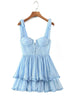 Mini dress Multi-layered chiffon, sleeveless, vintage buttons, evening