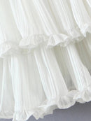 Mini dress Multi-layered chiffon, sleeveless, vintage buttons, evening