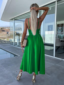 Women's Dress Evening Elegant Backless Cut Out Side Pocket Long Slit