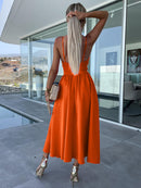 Women's Dress Evening Elegant Backless Cut Out Side Pocket Long Slit