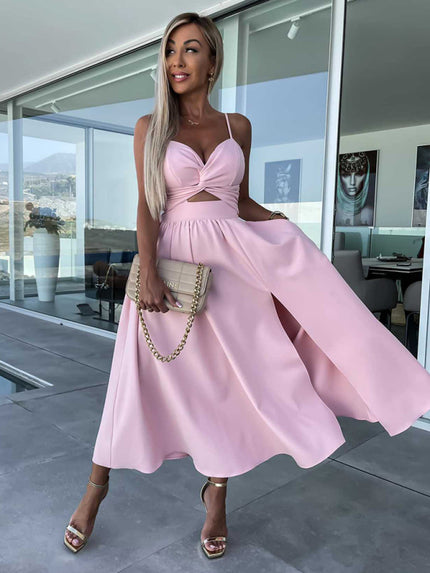 Women's Dress Evening Elegant Backless Cut Out Side Pocket Long Slit