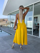 Women's Dress Evening Elegant Backless Cut Out Side Pocket Long Slit