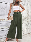 Women's pants high waist wide leg belt elegant, casual, office