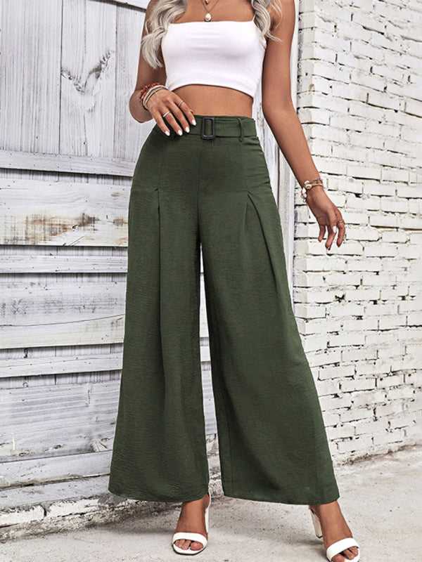 Women's pants high waist wide leg belt elegant, casual, office