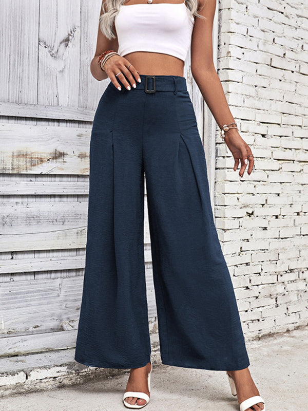 Women's pants high waist wide leg belt elegant, casual, office