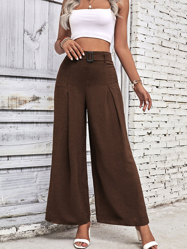 Women's pants high waist wide leg belt elegant, casual, office