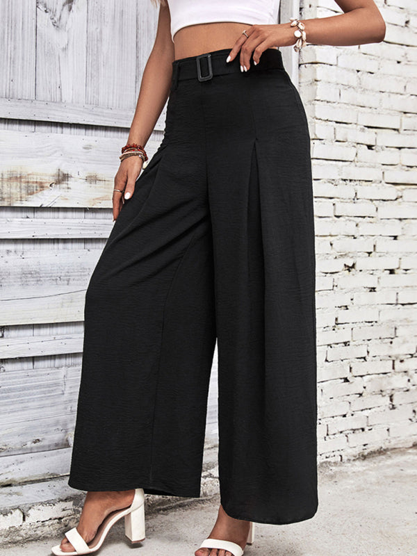 Women's pants high waist wide leg belt elegant, casual, office