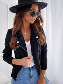 Women's jacket  polyester asymmetrical zipper light and short elegant