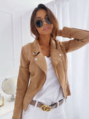 Women's jacket  polyester asymmetrical zipper light and short elegant