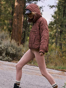 Chaqueta de mujer elegante acolchada en algodón con capucha -21