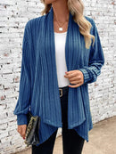 Women's cardigan with long sleeves, elegant open, asymmetrical hem
