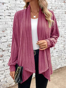 Women's cardigan with long sleeves, elegant open, asymmetrical hem