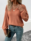 Women's T-Shirt long sleeve V-neck comfortable solid color elegant