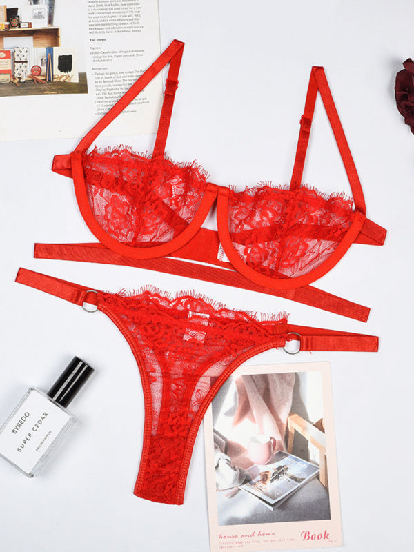 Women's Lingerie set 2 pieces elegant sexy lace transparent underwear