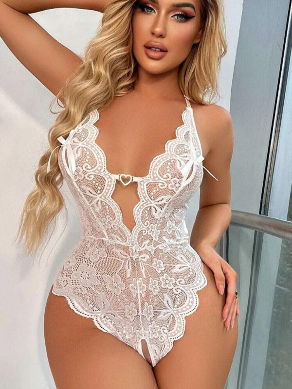 Women's lingerie crotchless elegant sexy transparent lace